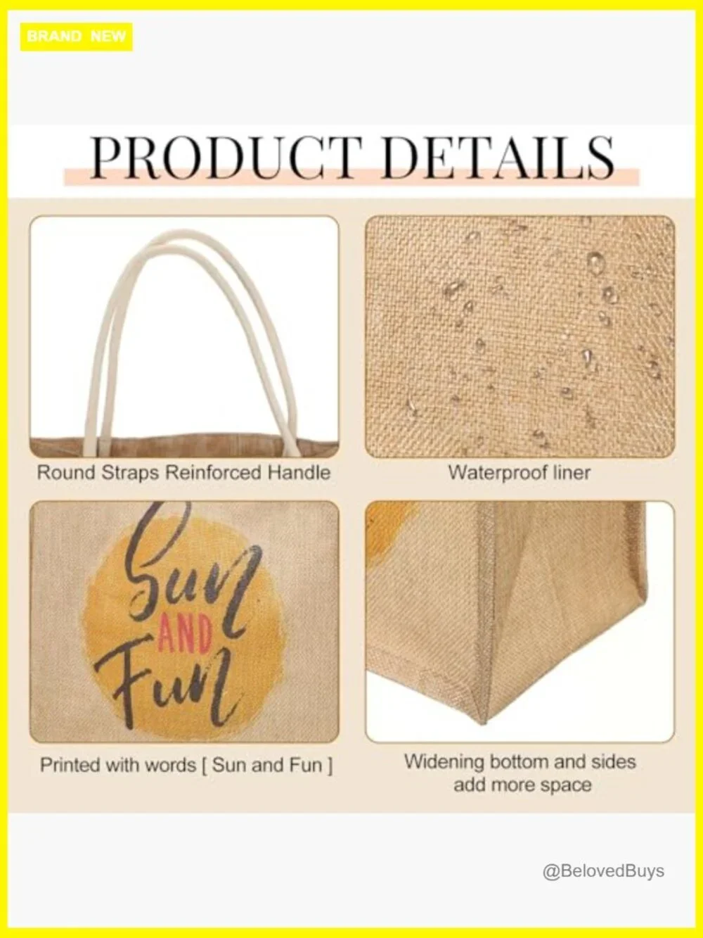 12-Pack Burlap Tote Bags with Handles Reusable Waterproof Jute Straw Grocery